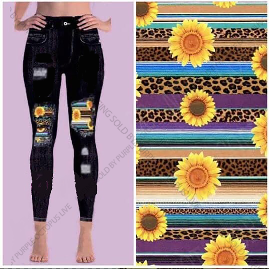 7681 DK Denim Look w Leo Floral DESIGNER LEGGINGS HQ-HA54C G