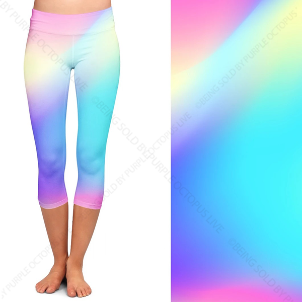 7702 Rainbow Tie Dye #22 DESIGNER CAPRI w Side Pkts HQ-T47T G