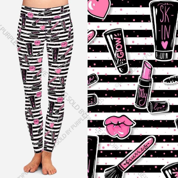 7706 MakeUp on Stripes DESIGNER LEGGINGS HQ-N17B G