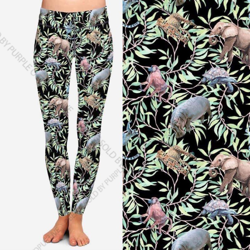 7710 Safari & Vines DESIGNER LEGGINGS HQ-N111T