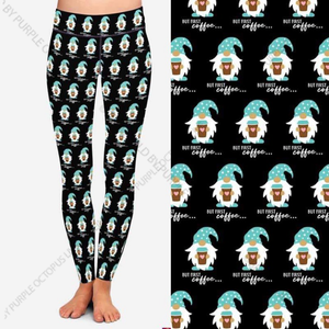7718 Coffee 1st Gnomes DESIGNER LEGGINGS HQ-N101T G
