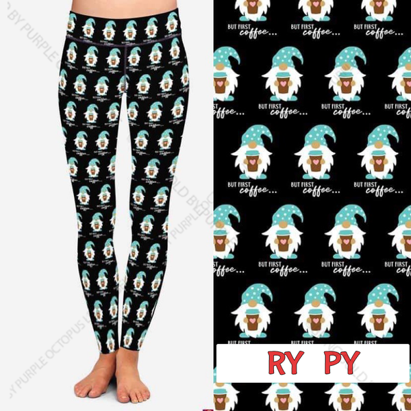 7718 Coffee 1st Gnomes DESIGNER LEGGINGS HQ-N101T G