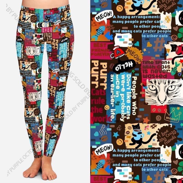 7720 Cat Quotes DESIGNER LEGGINGS HQ-CC9B G’
