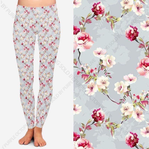 $15 XY 7726 Shadow Petals DESIGNER LEGGINGS HQ-A38B