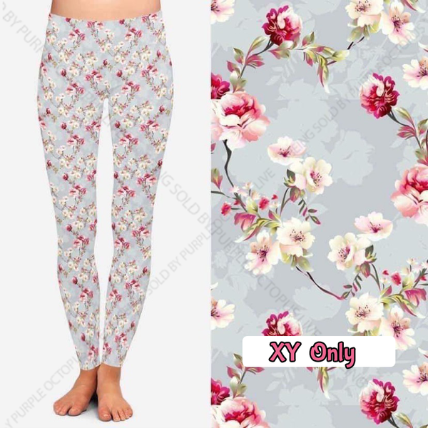 $15 XY 7726 Shadow Petals DESIGNER LEGGINGS HQ-A38B