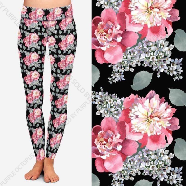 $15 RY PY .. 7728 Floral Bunches DESIGNER LEGGINGS HQ-A49T