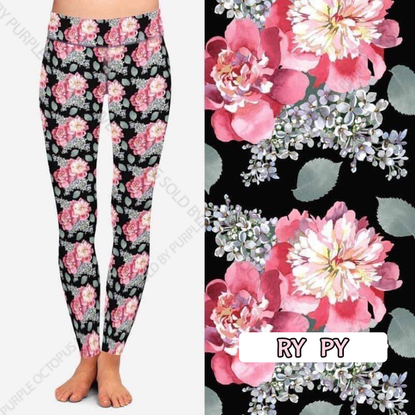 $15 RY PY .. 7728 Floral Bunches DESIGNER LEGGINGS HQ-A49T