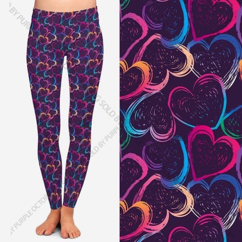 7729 Scribbled Hearts DESIGNER LEGGINGS HQ-E26B