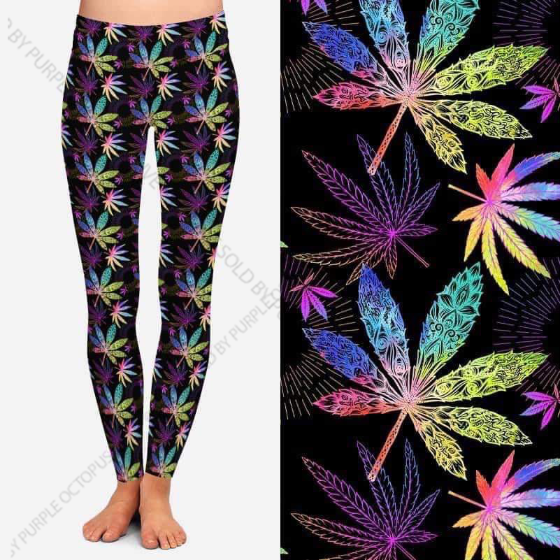 7732 Rainbow Weeds DESIGNER LEGGINGS HQ-E43B G
