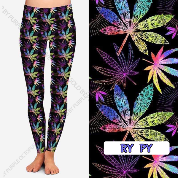 7732 Rainbow Weeds DESIGNER LEGGINGS HQ-E43B G