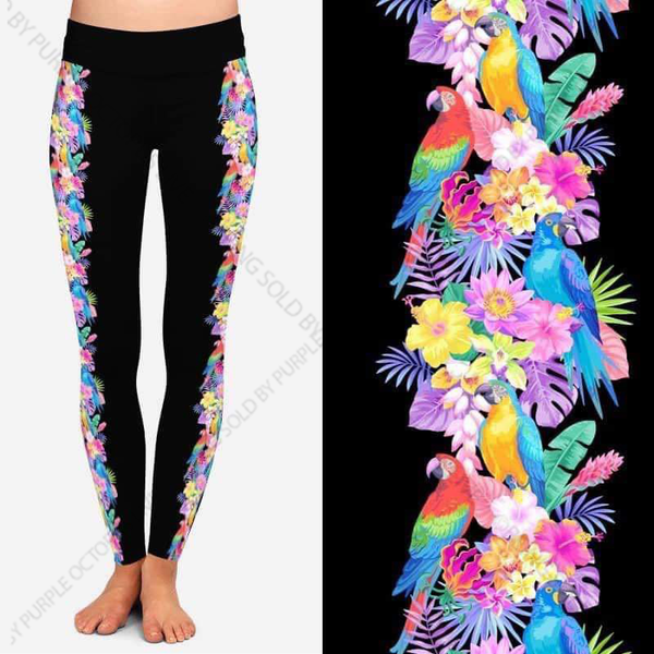 7733 Pastel Birds On The Side DESIGNER LEGGINGS HQ-PBB G