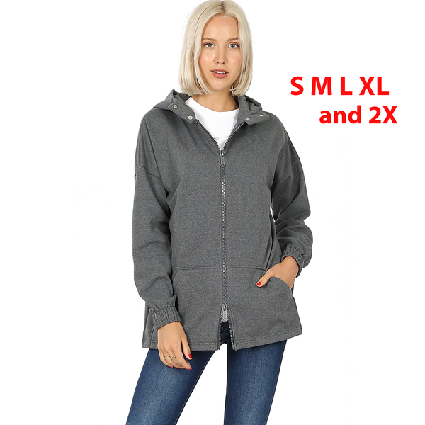5297 2 Way Zipper HOODIE w Kangaroo PKT in M GREY HQ-HA41C G