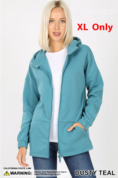 5822 2 Way Zipper HOODIE w Kangaroo PKT in DUSTY TEAL HQ-HA16B