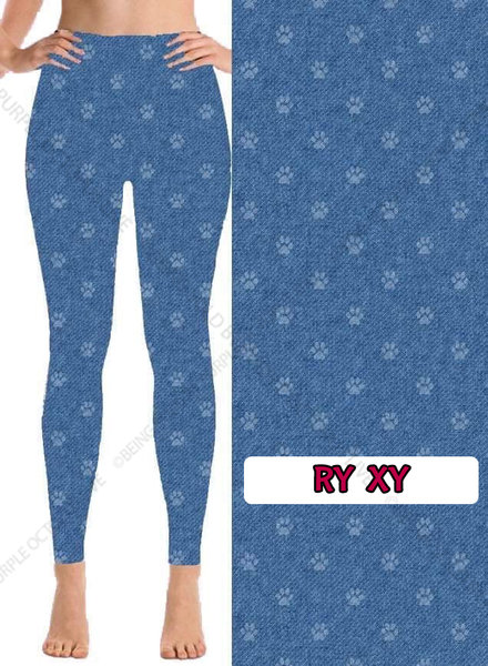 9066 Denim Look Paws DESIGNER LEGGINGS HQ-PBB