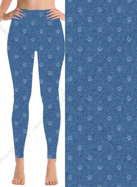9066 Denim Look Paws DESIGNER LEGGINGS HQ-PBB