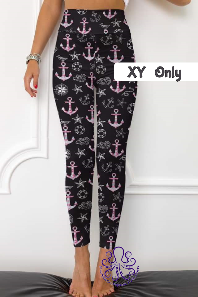 9090 Pastel Anchors DESIGNER LEGGINGS HQ-BBA1