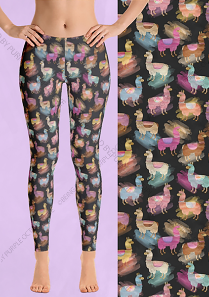 9105 Pastel Llamas DESIGNER LEGGINGS HQ-P19