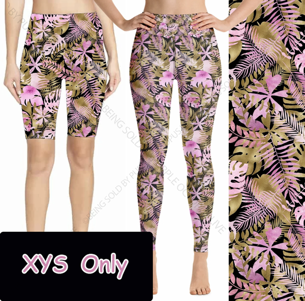 $15.. XYS .. SHORTS 9144 Pink Palms DESIGNER LEGGINGS HQ-PBB SO SHORTS ONLY LEFT