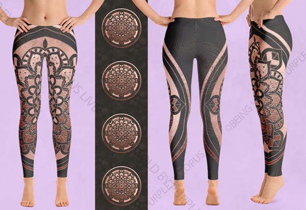 9204 Rose Gold Mandala DESIGNER LEGGINGS HQ-PBB G