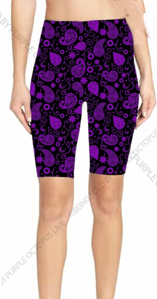 9241 Purple Paisley DESIGNER LEGGINGS or SHORTS HQ-PBB G