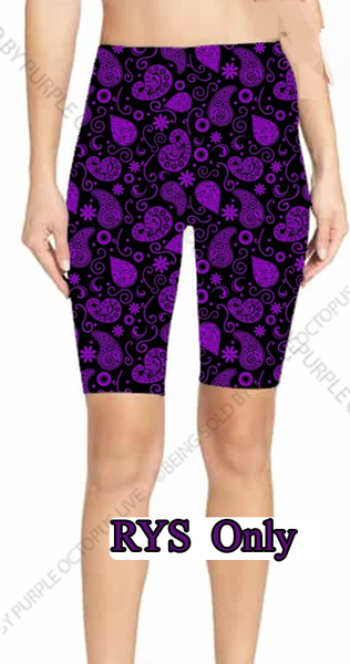 9241 Purple Paisley DESIGNER LEGGINGS or SHORTS HQ-PBB G