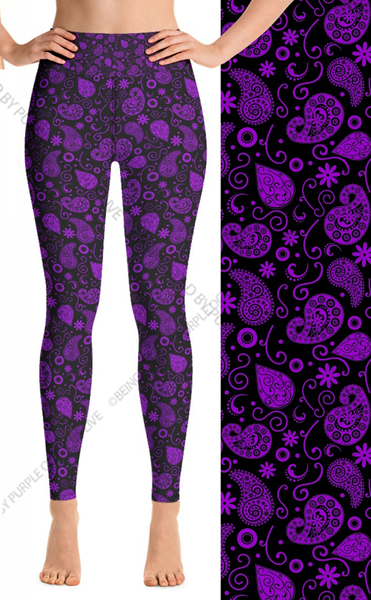 9241 Purple Paisley DESIGNER LEGGINGS or SHORTS HQ-PBB G