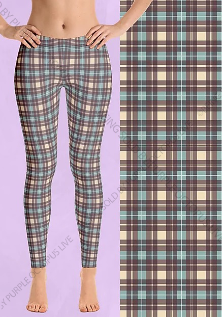 9266 Plaid Teal DESIGNER LEGGINGS HQ-P19