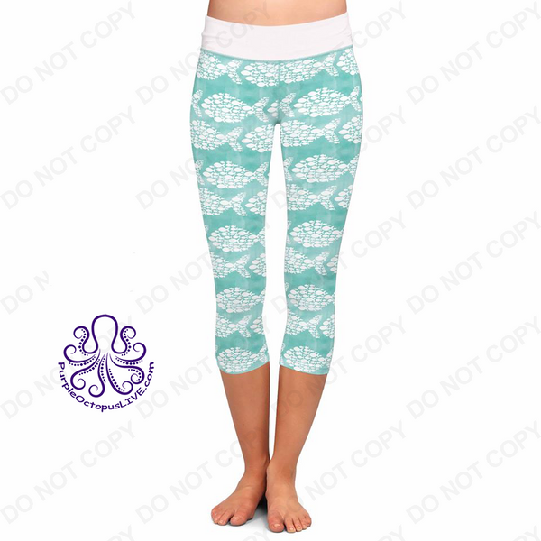 9300 School of Fish on Mint DESIGNER CAPRIS HQ-BBA1 SO