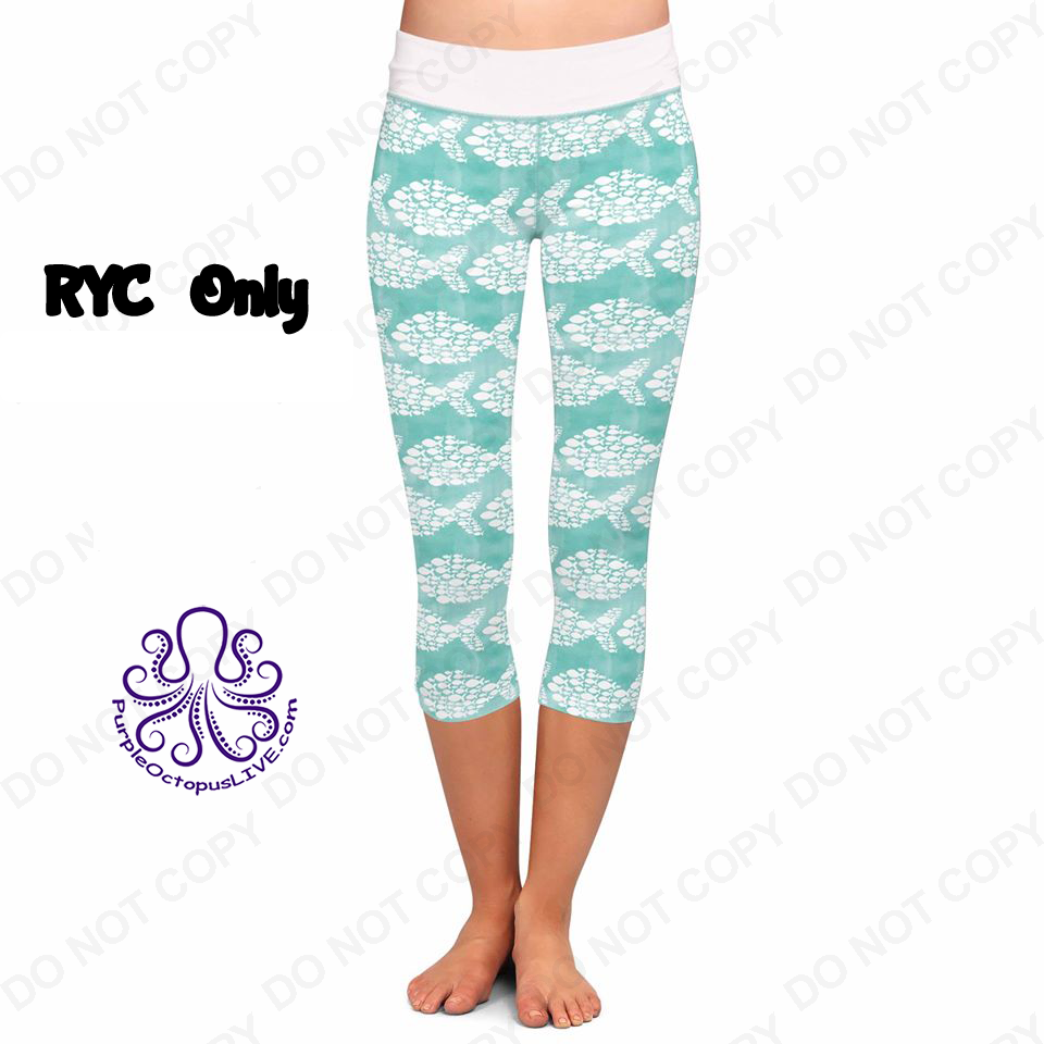9300 School of Fish on Mint DESIGNER CAPRIS HQ-BBA1 SO