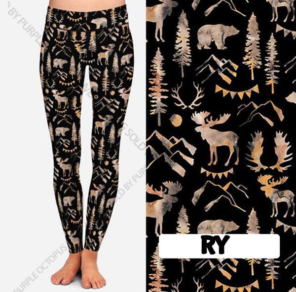 $15 .. RY .. 9347 Woody Petroglyphs DESIGNER LEGGINGS HQ-PBB SO G