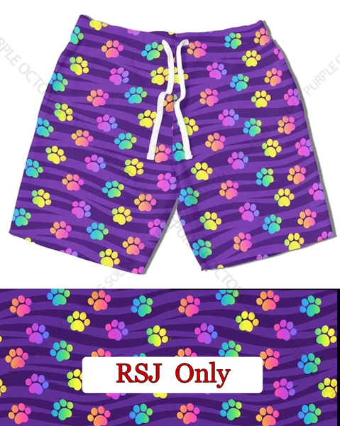 9424 Rainbow Zebra Paws DESIGNER SHORT JOGGERS HQ-PBB