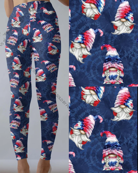 9429 USA TD Gnomes DESIGNER LEGGINGS or CAPRI HQ-JULY4