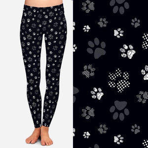 9443 Black Printed Paws DESIGNER LEGGINGS HQ-BBN16B