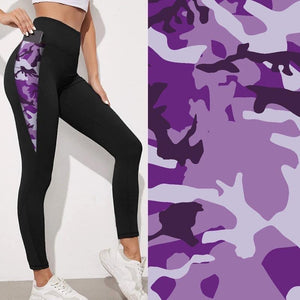 9445 Black w Purple Camo SVP DESIGNER LEGGINGS HQ-BBN39B