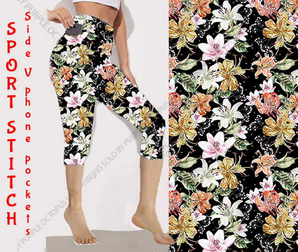 9474c Lillies On Black DESIGNER SVP CAPRI HQ-A32Tbb