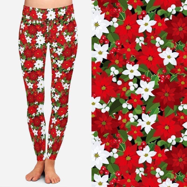 9475 Poinsettias DESIGNER LEGGINGS HQ-BBOKDS