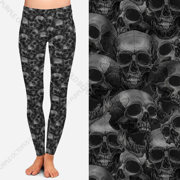 9495 Monochrome Skulls DESIGNER LEGGINGS HQ-N23T G