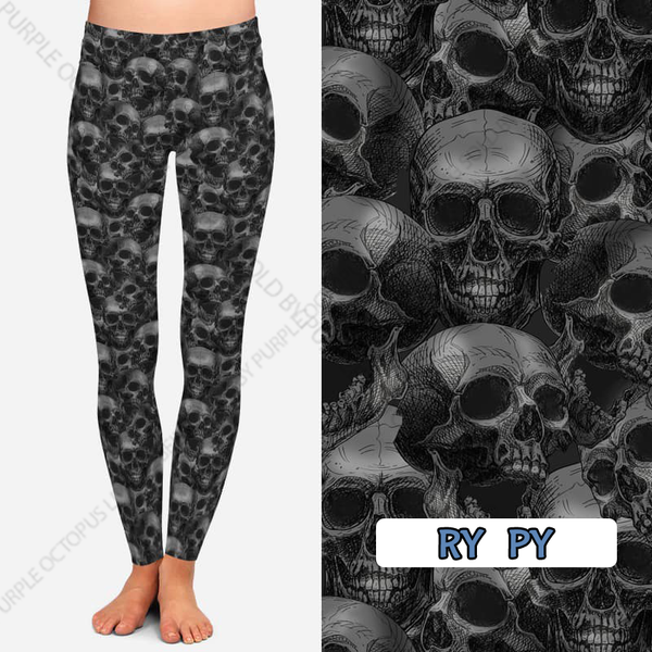 9495 Monochrome Skulls DESIGNER LEGGINGS HQ-N23T G