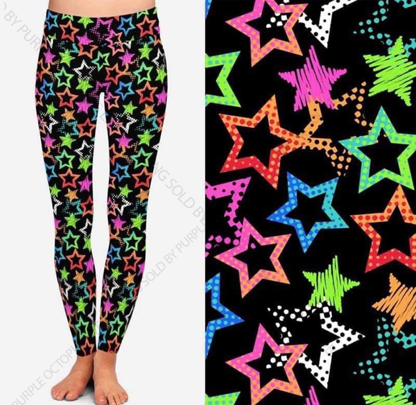 9501 Stars On Black DESIGNER LEGGINGS HQ-C22Abb