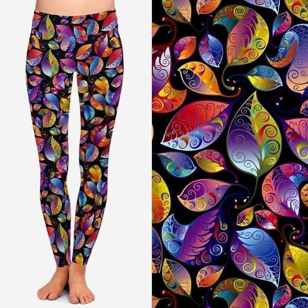 9527 Scrolled Leaves DESIGNER LEGGINGS HQ-BBOK