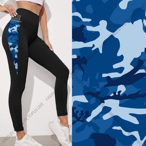 9539 Black w Blue Camo SVP DESIGNER LEGGINGS HQ-BBN111B