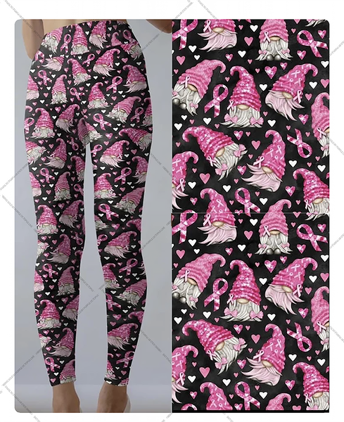 9543 Pink Awareness Gnomes DESIGNER LEGGINGS HQ-PBB