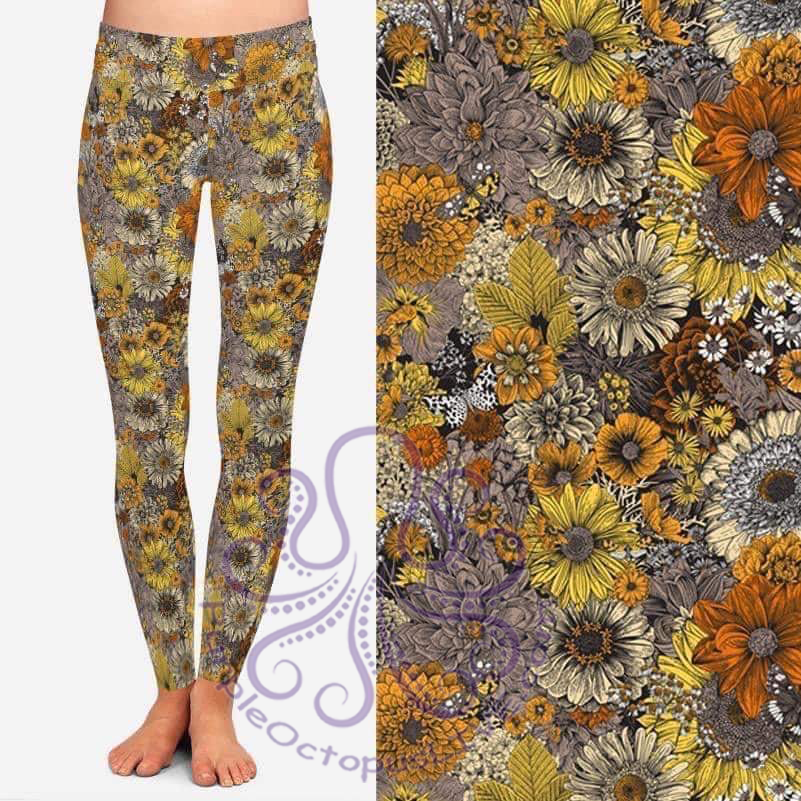 9554 2nd Dried Flower Art DESIGNER LEGGINGS HQ-N67C