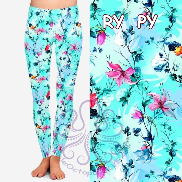 9561 Fine Floral & Vines DESIGNER LEGGINGS HQ-B47T
