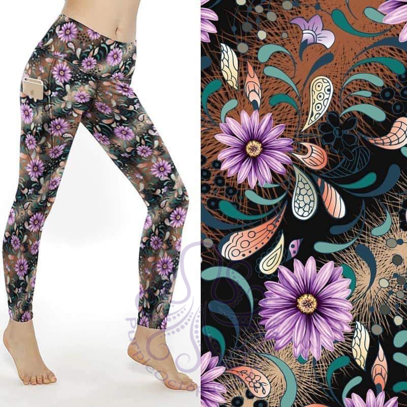 9565 Floral Splash SSP DESIGNER LEGGINGS HQ-N73T G