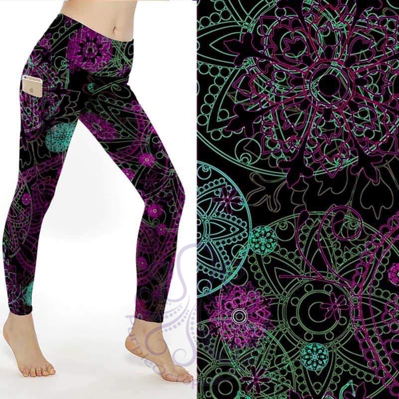 9566 Floral Spinners SSP DESIGNER LEGGINGS HQ-N78T