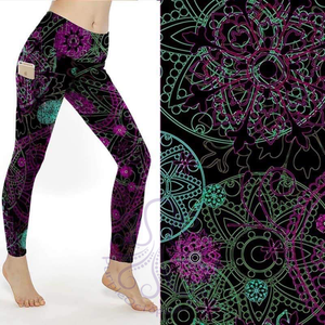 9566 Floral Spinners SSP DESIGNER LEGGINGS HQ-N78T