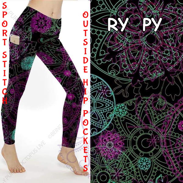 9566 Floral Spinners SSP DESIGNER LEGGINGS HQ-N78T