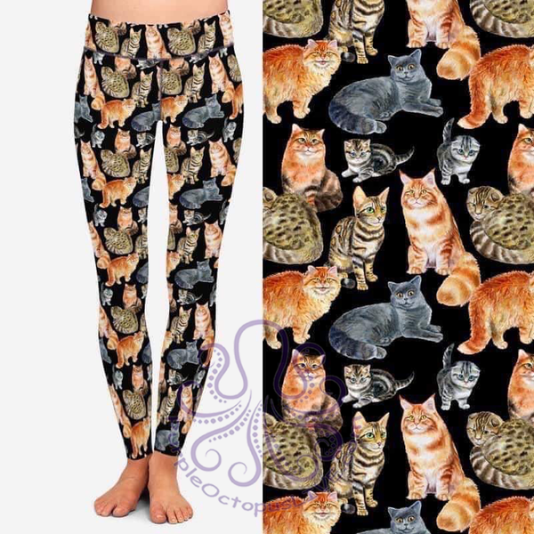 9568 Cat Collage DESIGNER LEGGINGS HQ-N49B