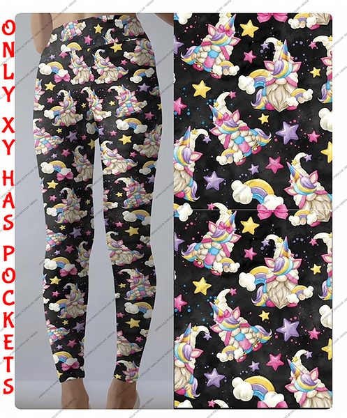 9572 Unicorn Gnomes DESIGNER LEGGINGS or CAPRI HQ-N143A